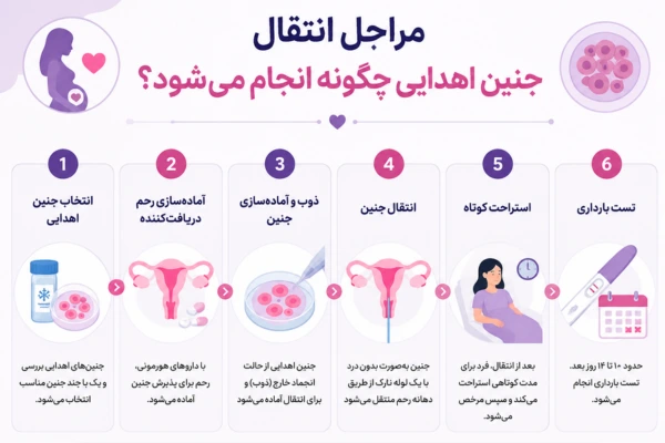 مراحل انتقال جنین اهدایی چگونه انجام می‌شود؟